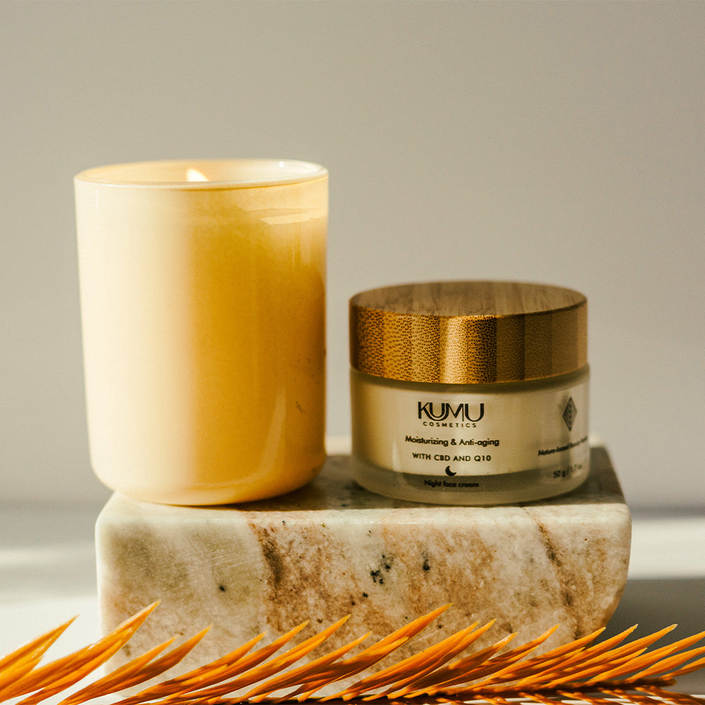 Moisturizing, nourishing & anti-aging night face cream with CBD and Q10 1.7 oz.