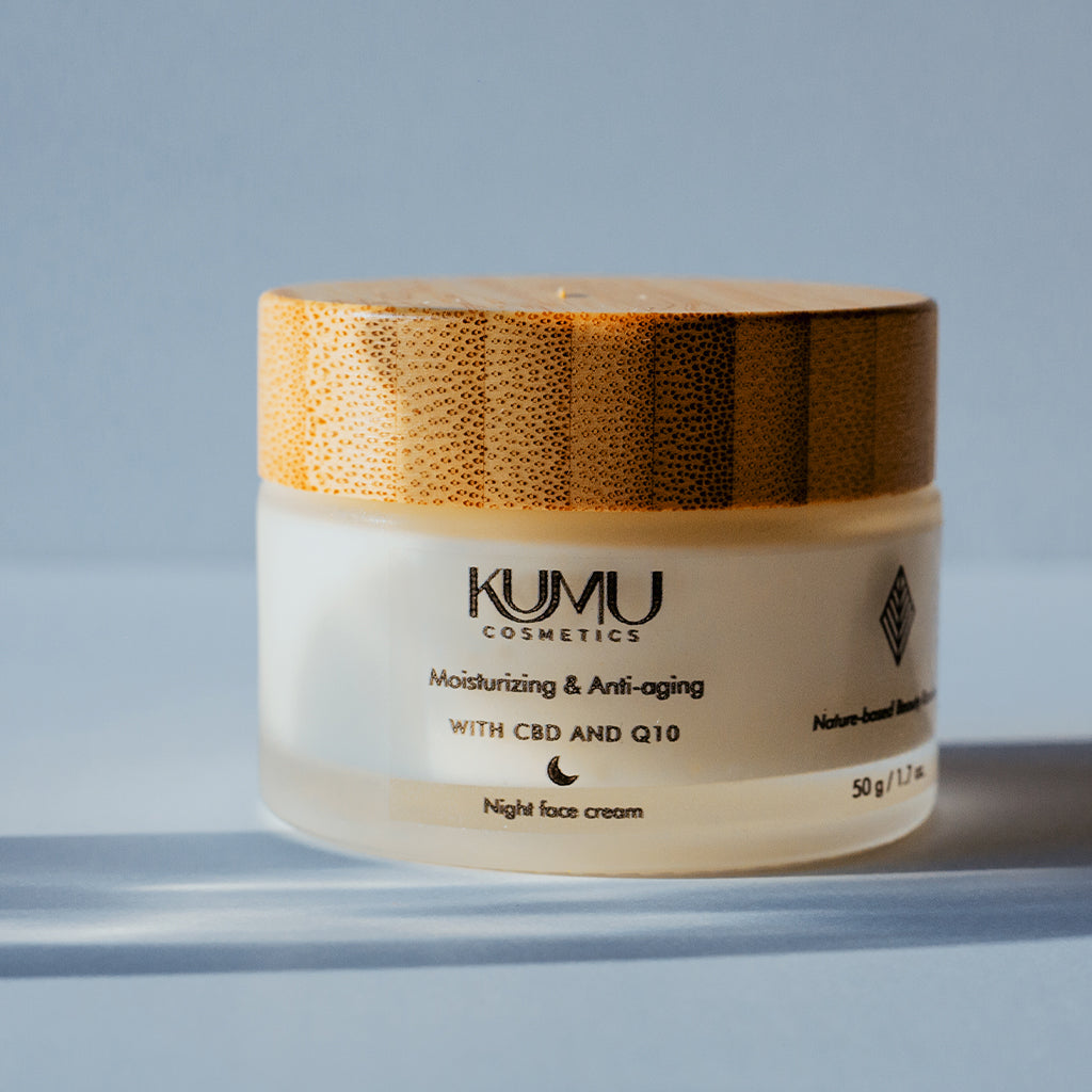 Moisturizing, nourishing & anti-aging night face cream with CBD and Q10 1.7 oz.
