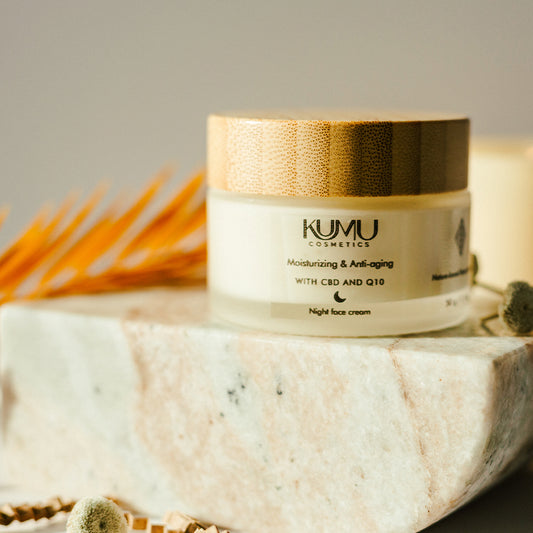 Moisturizing, nourishing & anti-aging night face cream with CBD and Q10 1.7 oz.